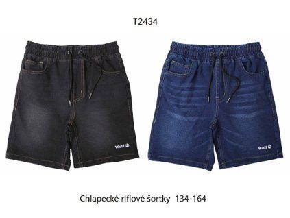 Chlapecké riflové šortky s elastickým pasem - Modrá/Černá