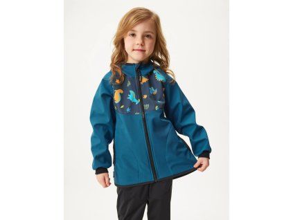 Dětská softshellová bunda dinosauři - kobaltová