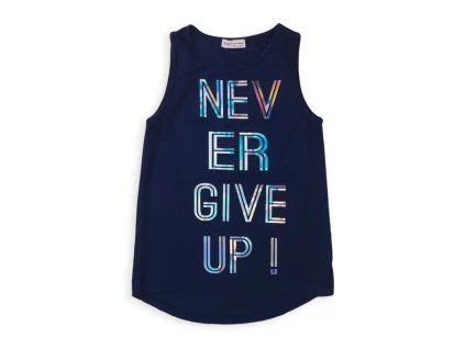 Dívčí tílko s nápisem NEVER GIVE UP - Modré
