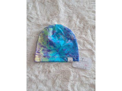 Tenká dětská čepička – modrý vzor