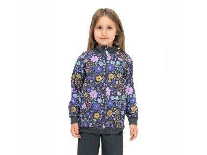 mikina na zip grafit podzimni kvety
