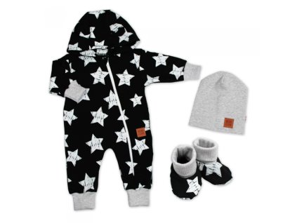 149598 292186 rostouci teplakovy overal pro miminko cepice botky 3d nature star cerny