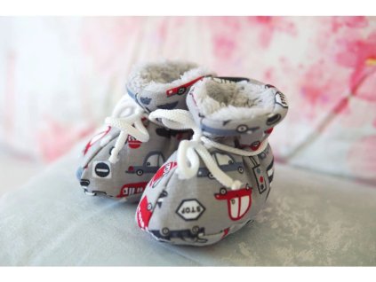 Zateplené bačkůrky autíčka (Velikost 56-68)