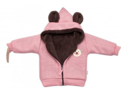 Pletená bundička Teddy bear růžová (Velikost 68-74)