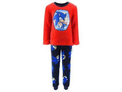 Teplé pyžamo sonic (Velikost 3, Barva červená)