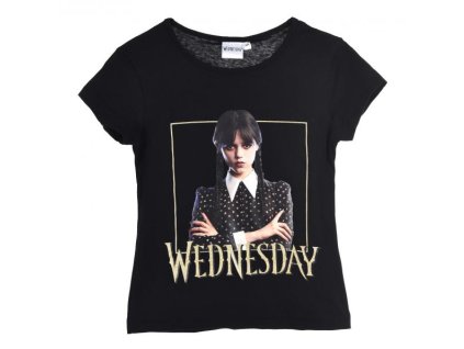 Krátké tričko Wednesday (Velikost 116, Barva černá)