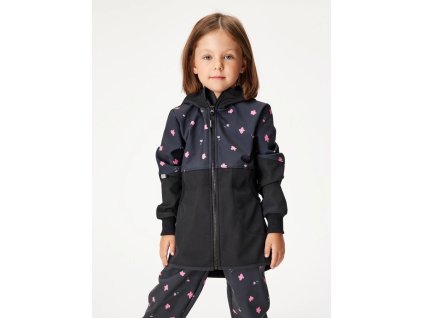 Softshellový zateplený kabát květiny (Velikost 98-104, Barva černá)