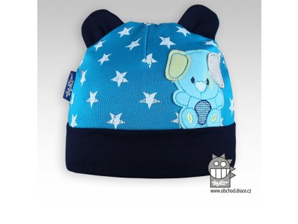 Bavlněná čepice pejsek modrá (Velikost 42-44)