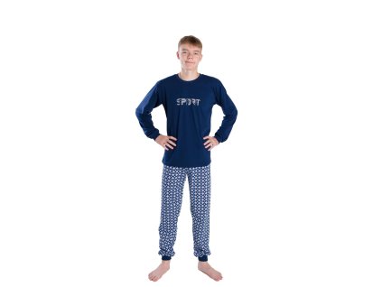 Dlouhé pyžamo sport (Velikost 158, Barva modrá)