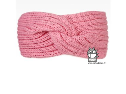 Pletená čelenka twist růžová (Velikost uni, Barva růžová)