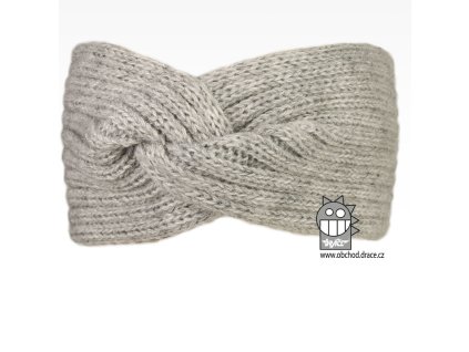 Pletená čelenka twist šedá (Velikost uni)