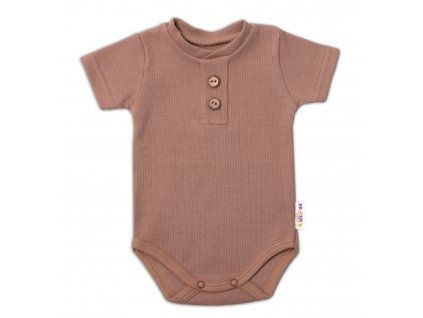 Kojenecké body s knoflíčky – hnědé
