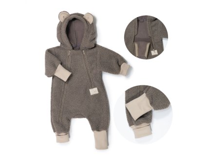 Rostoucí zimní kombinéza teddy fleece hnědá (Velikost 56-62)