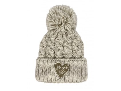 Zimní čepice srdíčko béžová (Velikost 0-2)