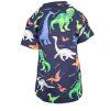 Dětské tričko s dinosaurem - šedá/tm. modrá/zelená