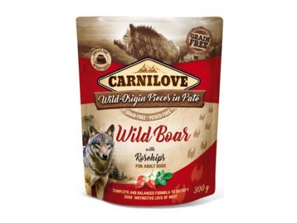 6986 carnilove dog pouch pate wild boar rosehips 300 g