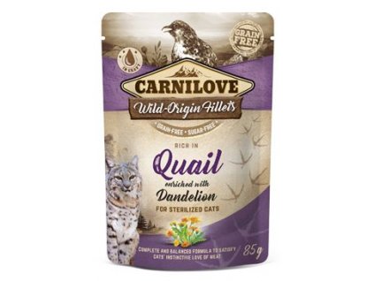 6998 carnilove cat pouch quail dandelion sterilized 85 g