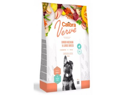 Calibra Dog Verve Grain Free Junior M&L Chicken & Duck 12 kg