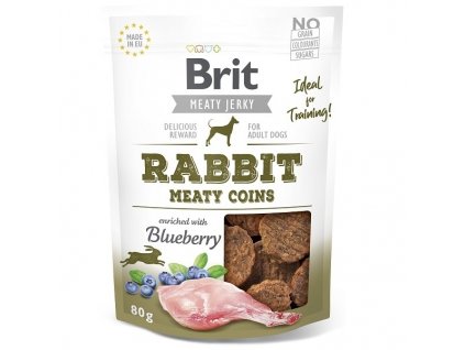 Brit pamlsky Jerky Rabbit Meaty Coins 80 g