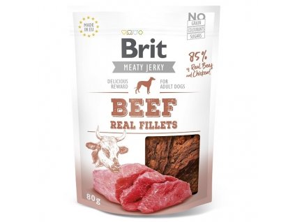 Brit pamlsky Jerky Beef Fillets 80 g