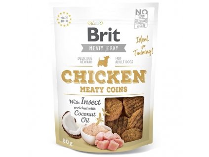 Brit pamlsky Jerky Chicken with Insect Meaty Coins 80 g