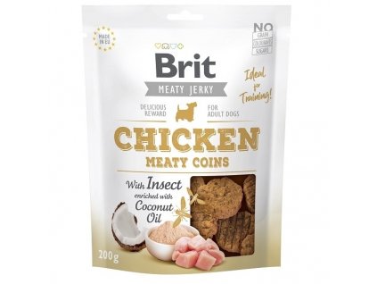 Brit pamlsky Jerky Chicken with Insect Meaty Coins 200 g