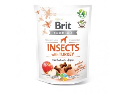 Funkční pamlsky Brit Care Dog Insects with Turkey & Apples 200 g