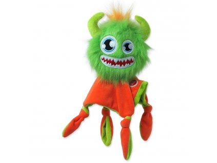 Hračka Dog Fantasy Recycled Toy Monster chlupaté strašidlo zelené pískací s dečkou 28 cm