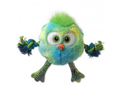 Hračka Dog Fantasy Recycled Toy Monster kuře modré s provazy a uzly pískací 15 cm