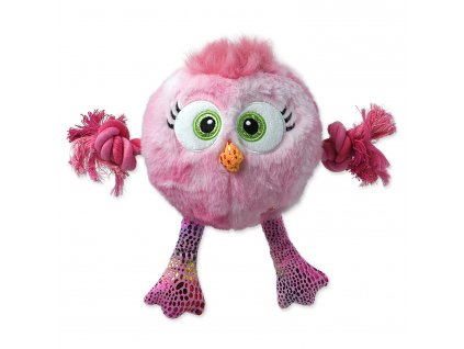 Hračka Dog Fantasy Recycled Toy Monster kuře růžové s provazy a uzly pískací 15 cm
