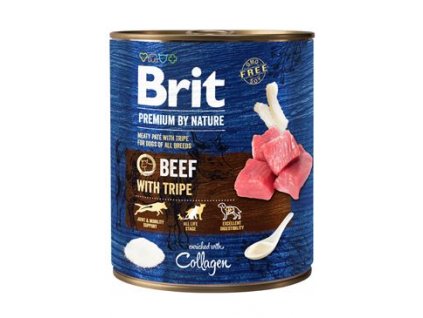 25660 brit premium dog by nature konz beef tripes 800g