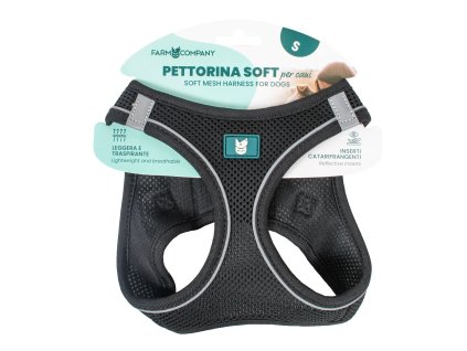 Farm company soft mesh postroj pro psy černý L 48-54cm