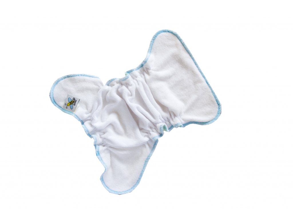 Novorozenecká kalhotková plenka na snappi - Bílá/tyrkys