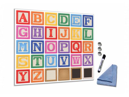 Skleněná magnetická tabule - barevná veselá abeceda