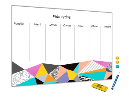 Kovová magnetická tabule - dekorační plán týdne