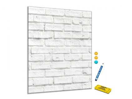 Kovová magnetická tabule - dekorační bílá cihla