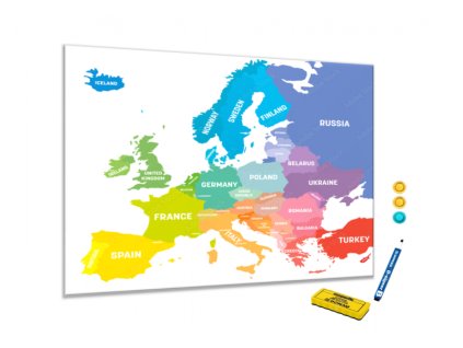 Kovová magnetická tabule - barevná mapa světa