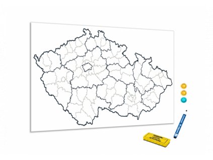 Kovová magnetická tabule - slepá mapa Česká republika