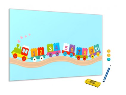 Kovová magnetická tabule - vláček s čísly