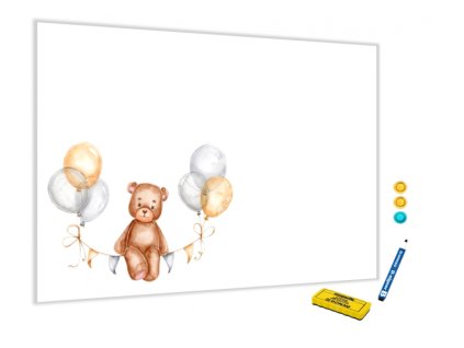Kovová magnetická tabule - medvídek na balónu
