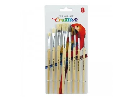 Štětec Tempo školní sada kulatý 2,6,8,10 + plochý 4,8,12,18 - 3 balení (24ks)