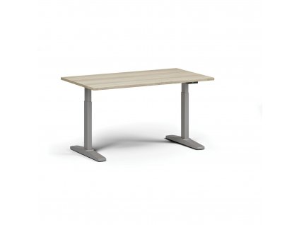 Výškově nastavitelný stůl, elektrický 140 x 80 cm, šedá podnož