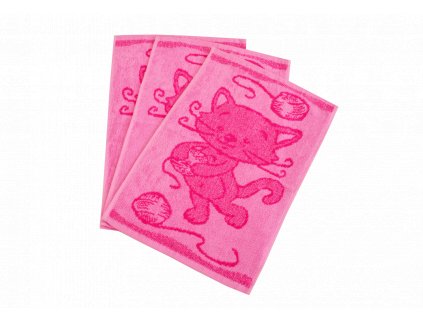 Froté ručník 30x50 - Kočička růžová - balení 10 ks