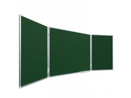 Školní tabule triptych nástěnná zelená PREMIUM 100x170 / 340 cm