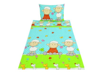 SET - bavlněné povlečení do MŠ - Ovečy modré (obrazové)