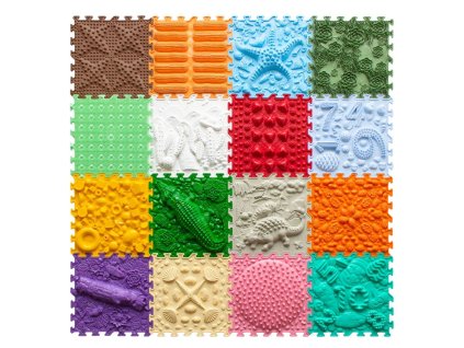 OrtoNature Masážní ortopedické podložky set 16 ks - Veselá země II (25x25cm)