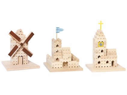 DŘEVĚNÁ STAVEBNICE BUKO - SADA 3v1 137 DÍLŮ