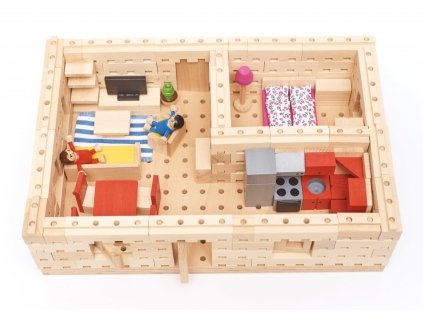 DŘEVĚNÁ STAVEBNICE BUKO - MALÝ DŮM PŮDORYS 209 DÍLŮ