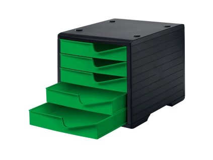 Zásuvkový box černý - 5 zelených zásuvek