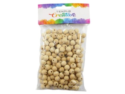 Korálky dřevěné kulaté přírodní 12mm/200ks